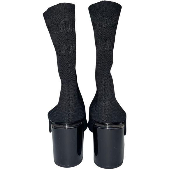 Alexander Wang Cat Mid Heel Peep Toe Sock Booties In Black   Size:  EU 37/US 7 - Picture 5 of 8